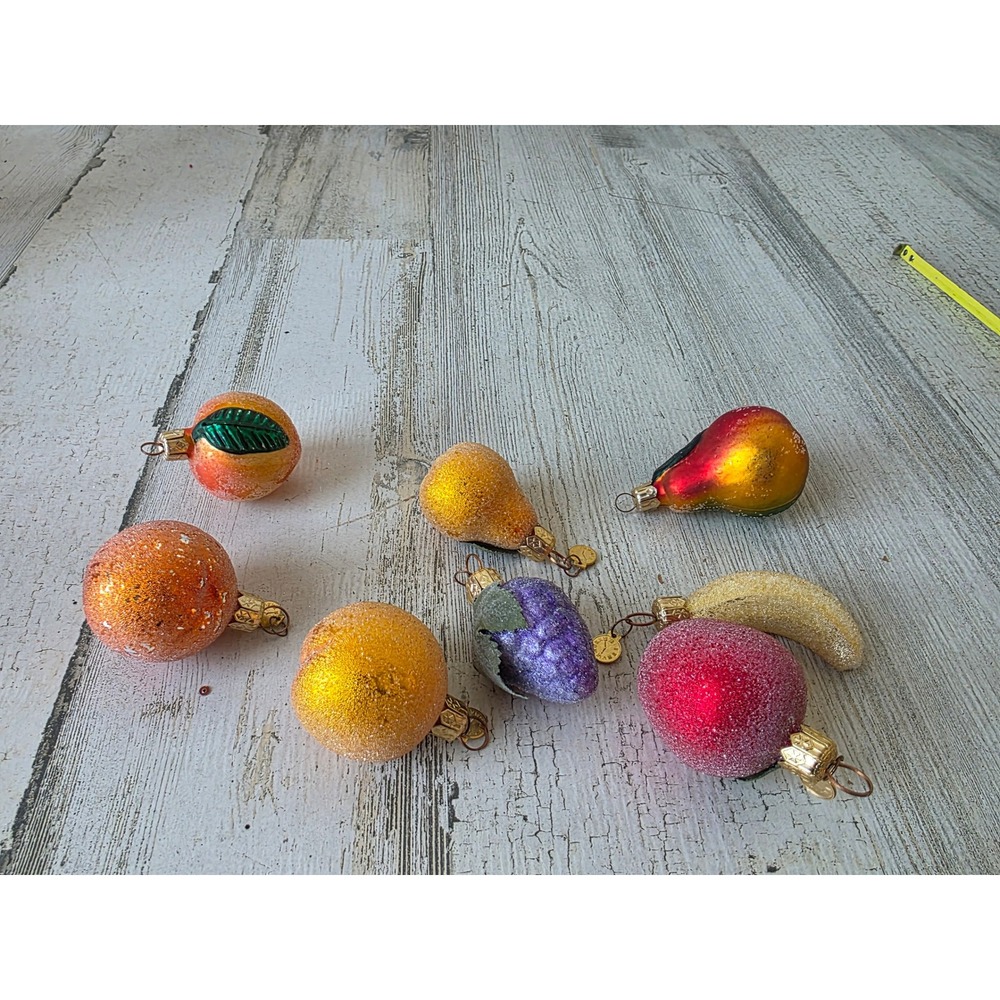 Dept 56‎ mini fruit glass ornament peach banana grape apple apricot Xmas tree